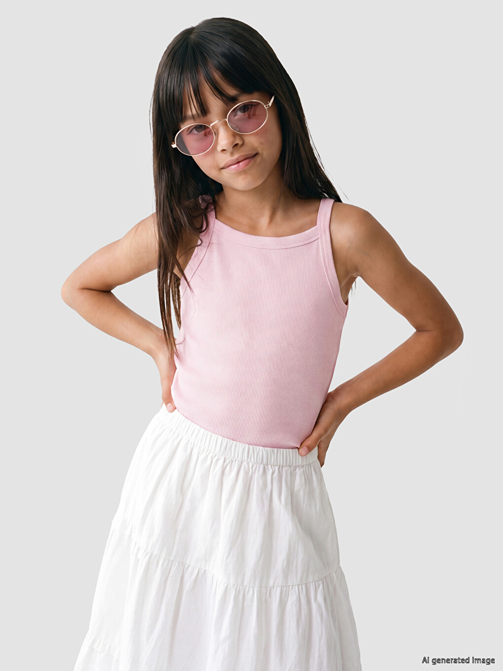 Crew Neck Girls' Tank Top