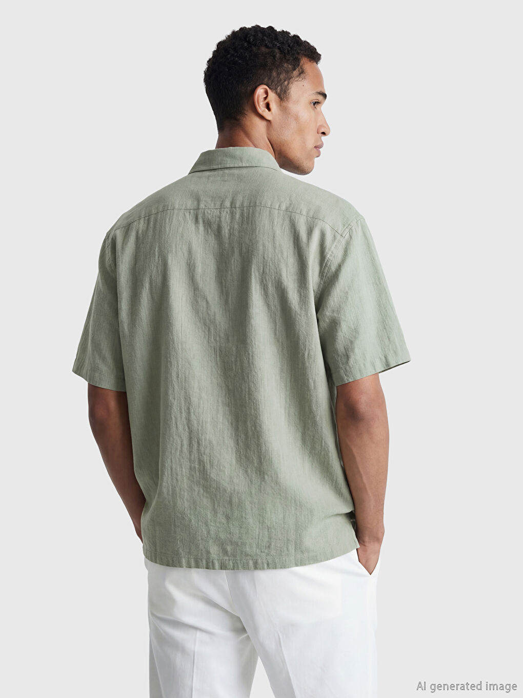 Yeşil Regular Fit Erkek Gömlek-2