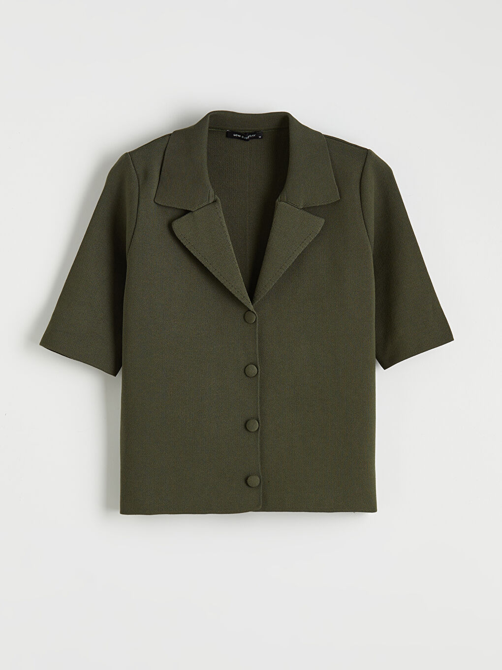 Haki Ceket Yaka Kadın Triko Hırka-4