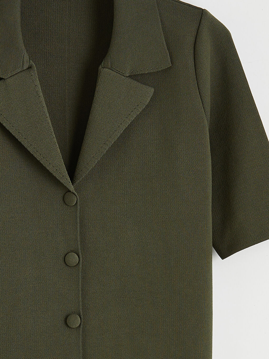 Haki Ceket Yaka Kadın Triko Hırka-5