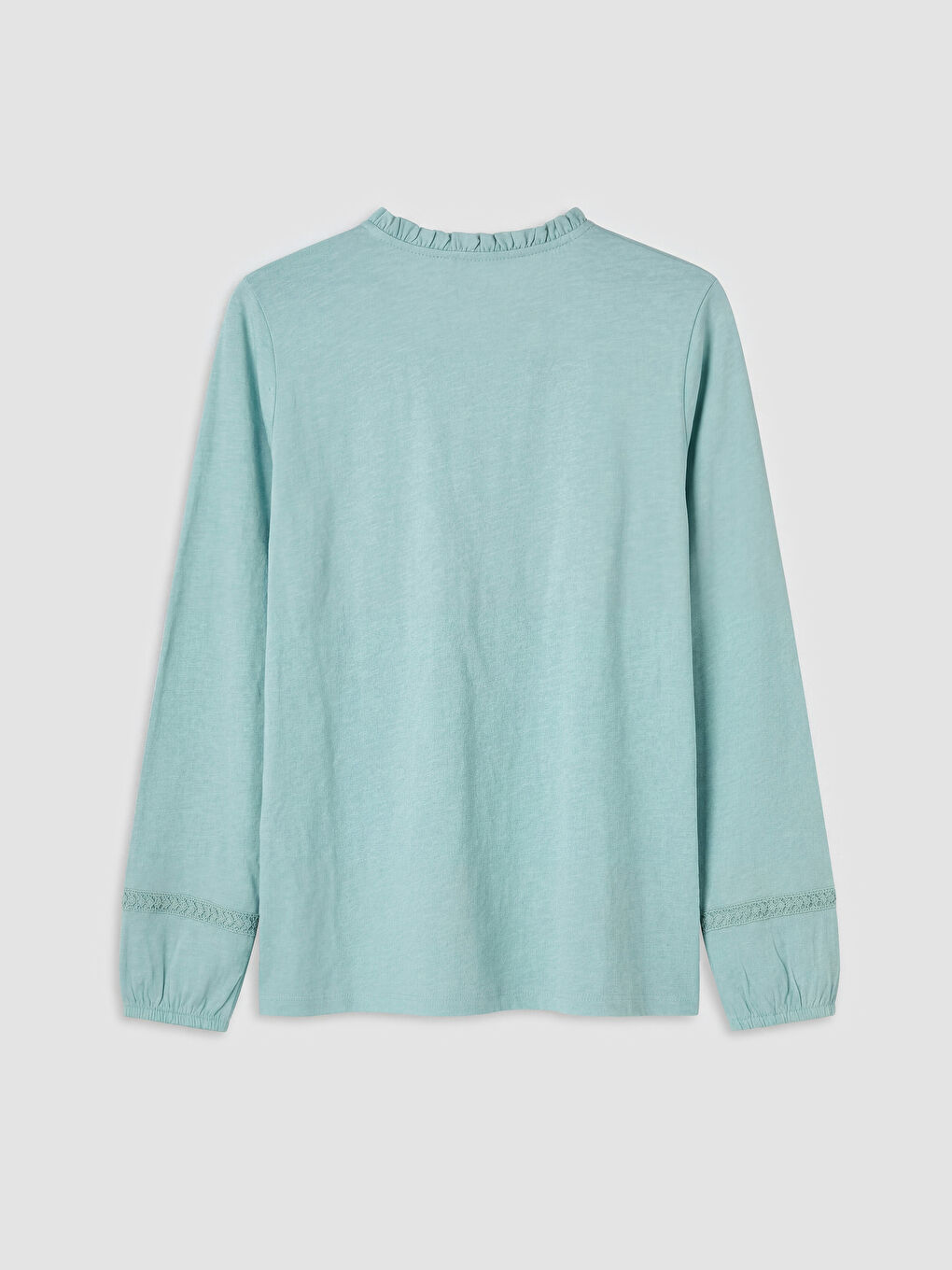 Yeşil Bisiklet Yaka Nakışlı Bluz-1