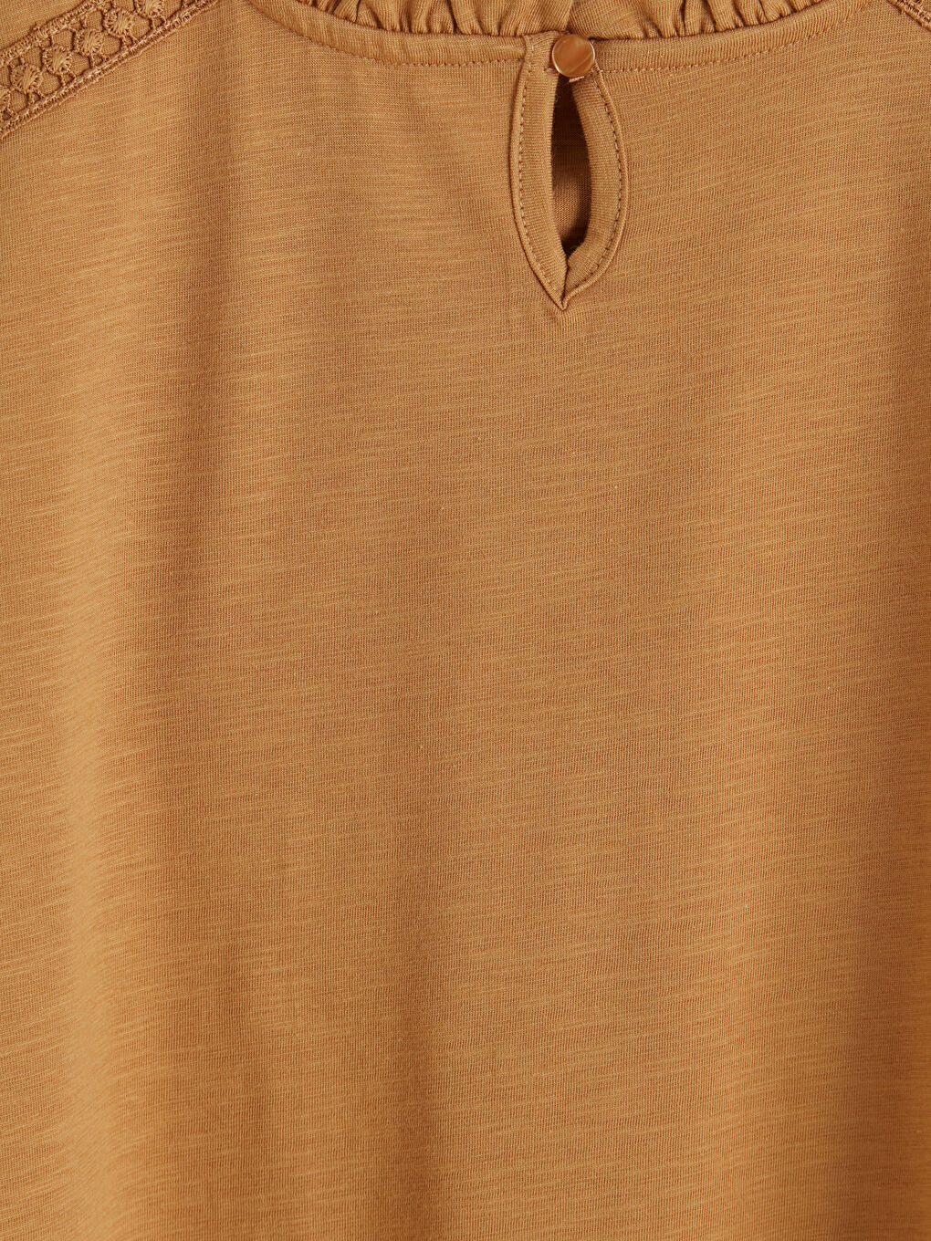 Kahverengi Bisiklet Yaka Nakışlı Bluz-2