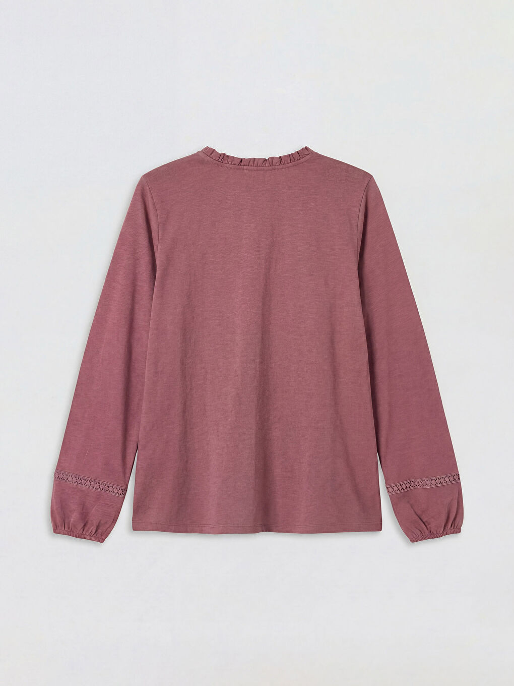 Pembe Bisiklet Yaka Nakışlı Bluz-1