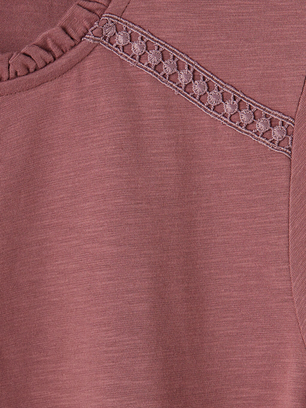 Pembe Bisiklet Yaka Nakışlı Bluz-2