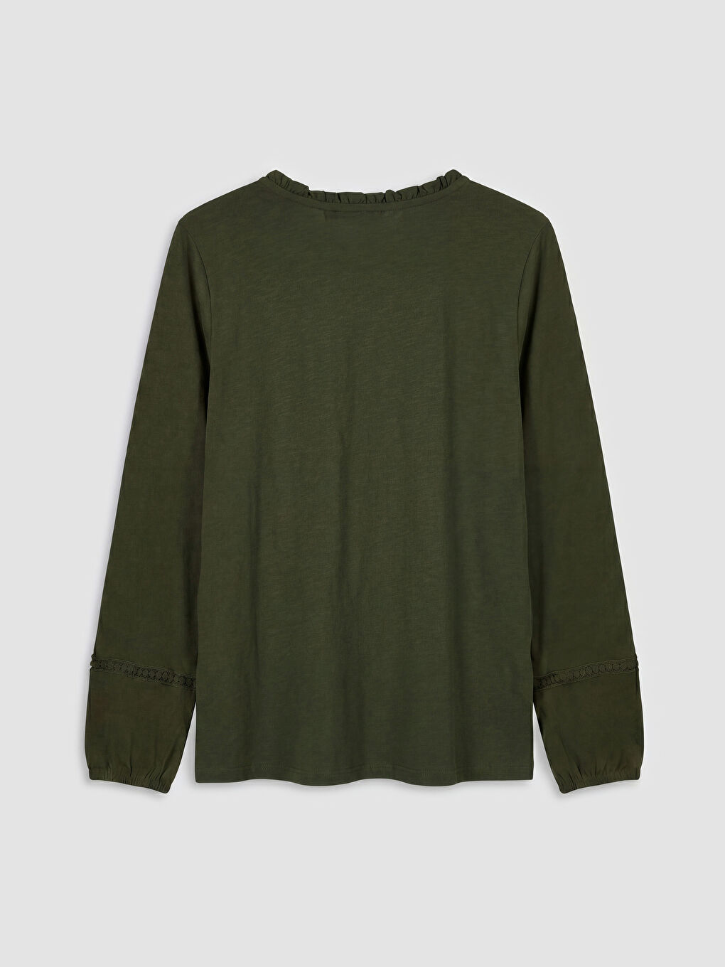 Yeşil Bisiklet Yaka Nakışlı Bluz-1