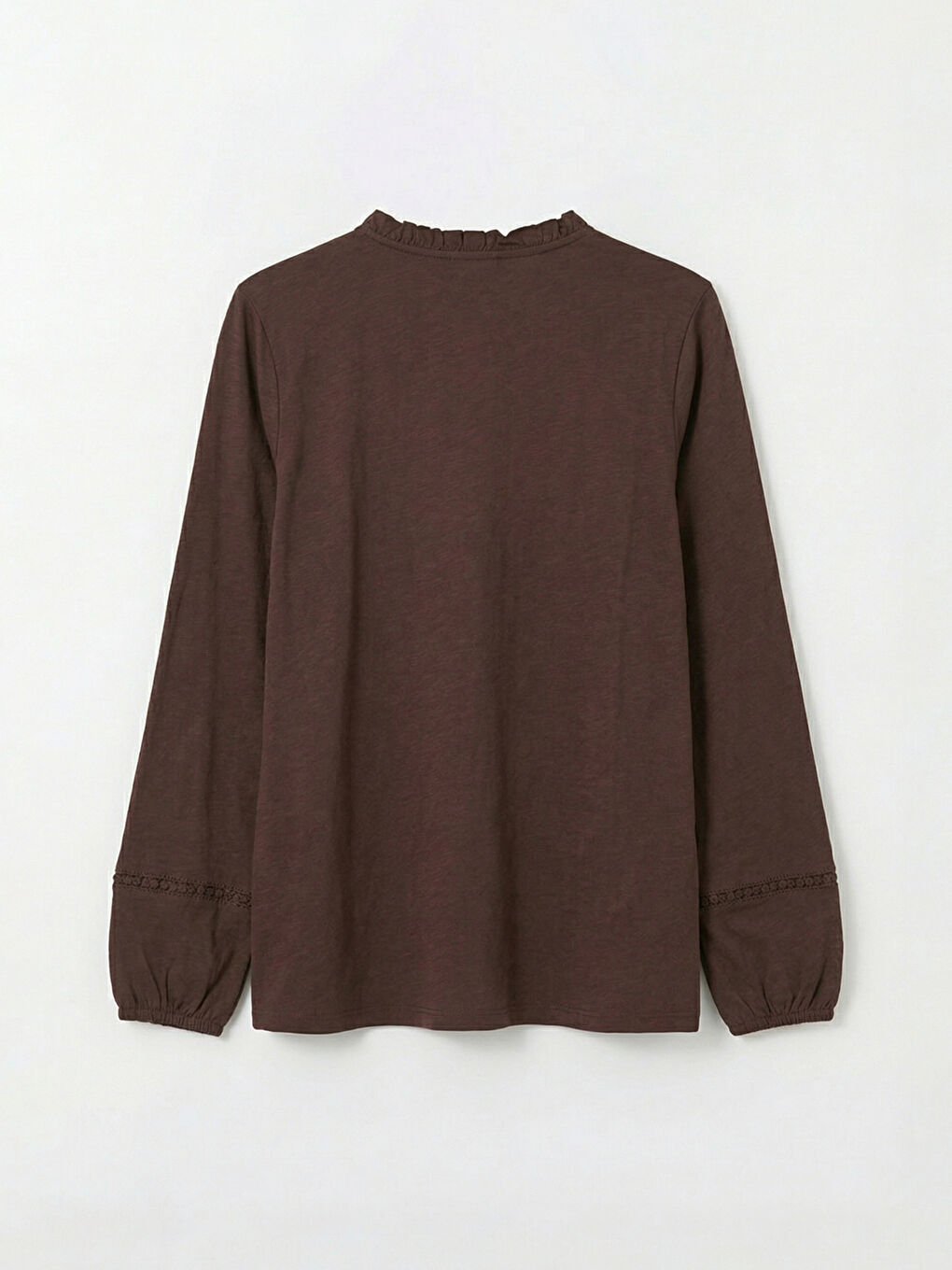 Kahverengi Bisiklet Yaka Nakışlı Bluz-1