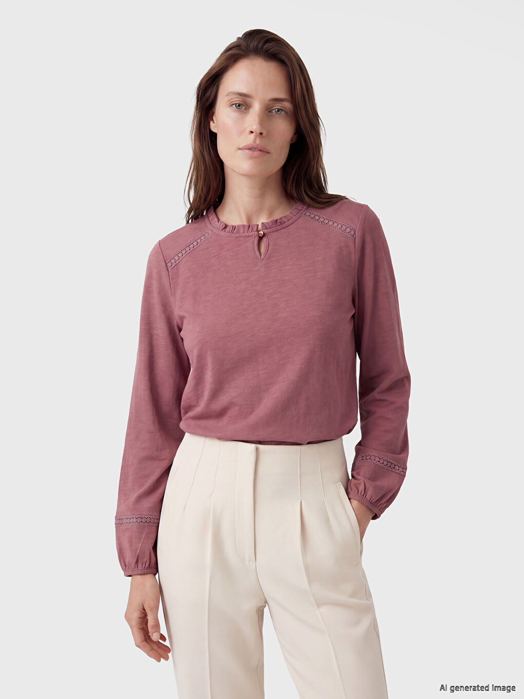 Crew Neck Embroidered Blouse-1