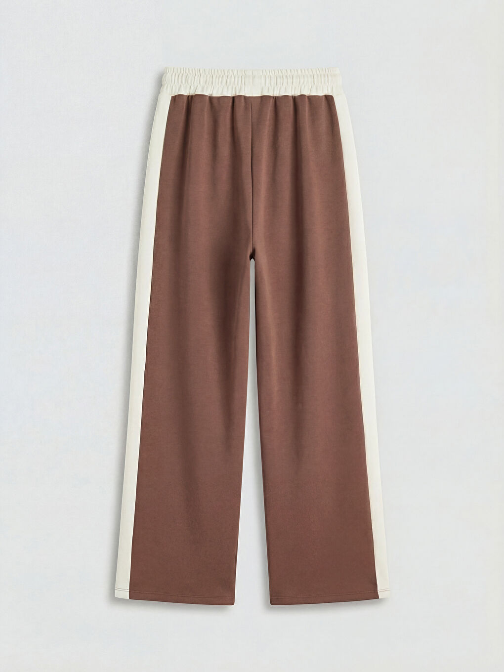 Kahverengi Şeritli Geniş Paça Kız Çocuk Eşofman Altı-1