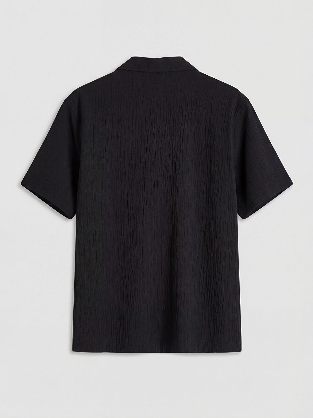 Siyah Regular Fit Krinkle Erkek Gömlek-1
