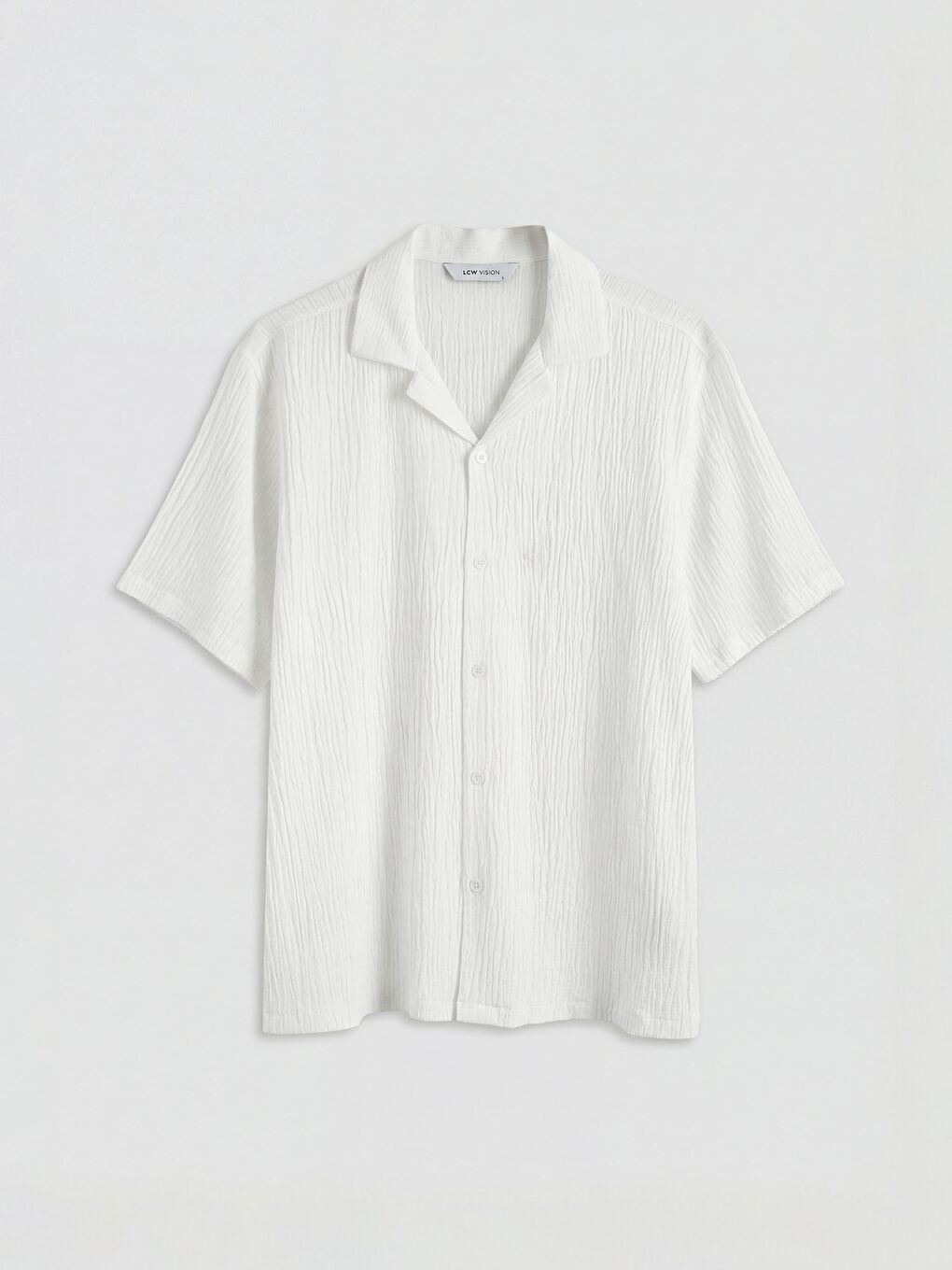 Beyaz Regular Fit Krinkle Erkek Gömlek-3