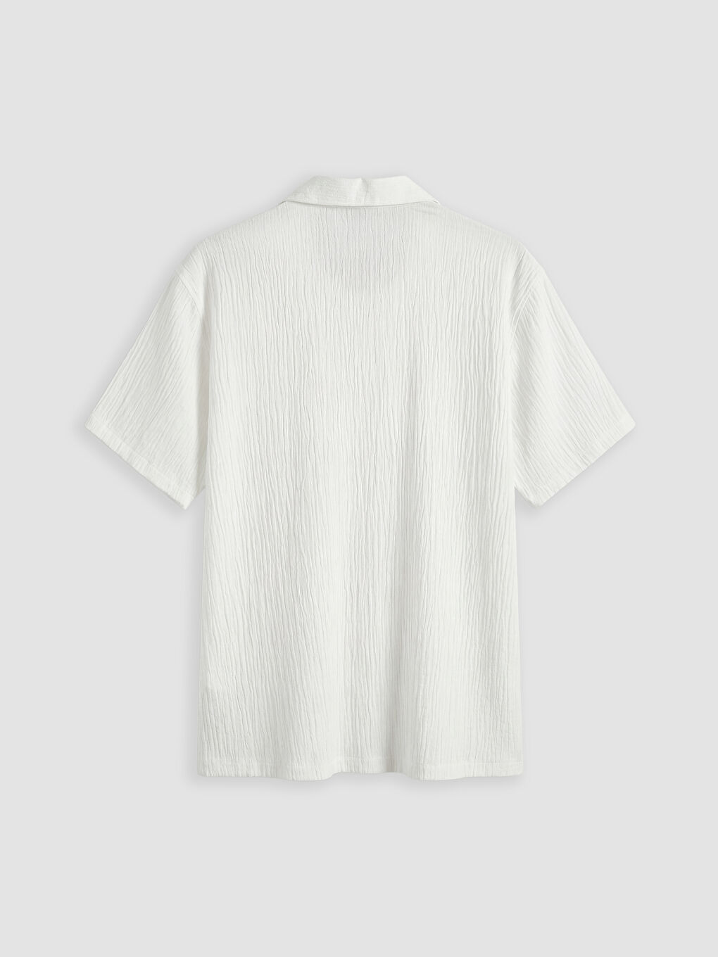 Beyaz Regular Fit Krinkle Erkek Gömlek-4