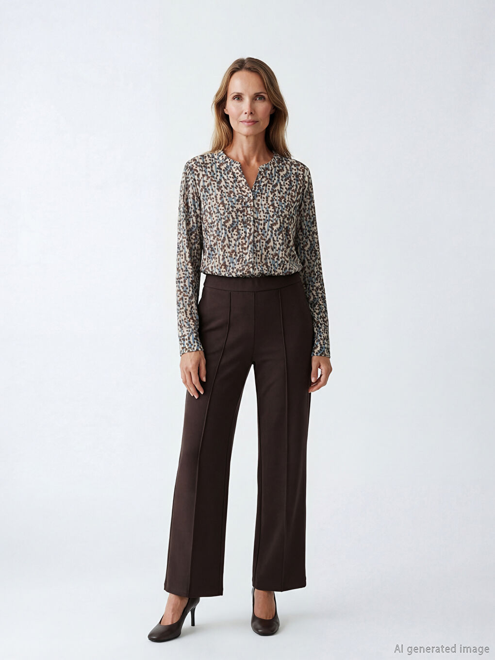 Asymmetric Neckline Patterned Blouse-1