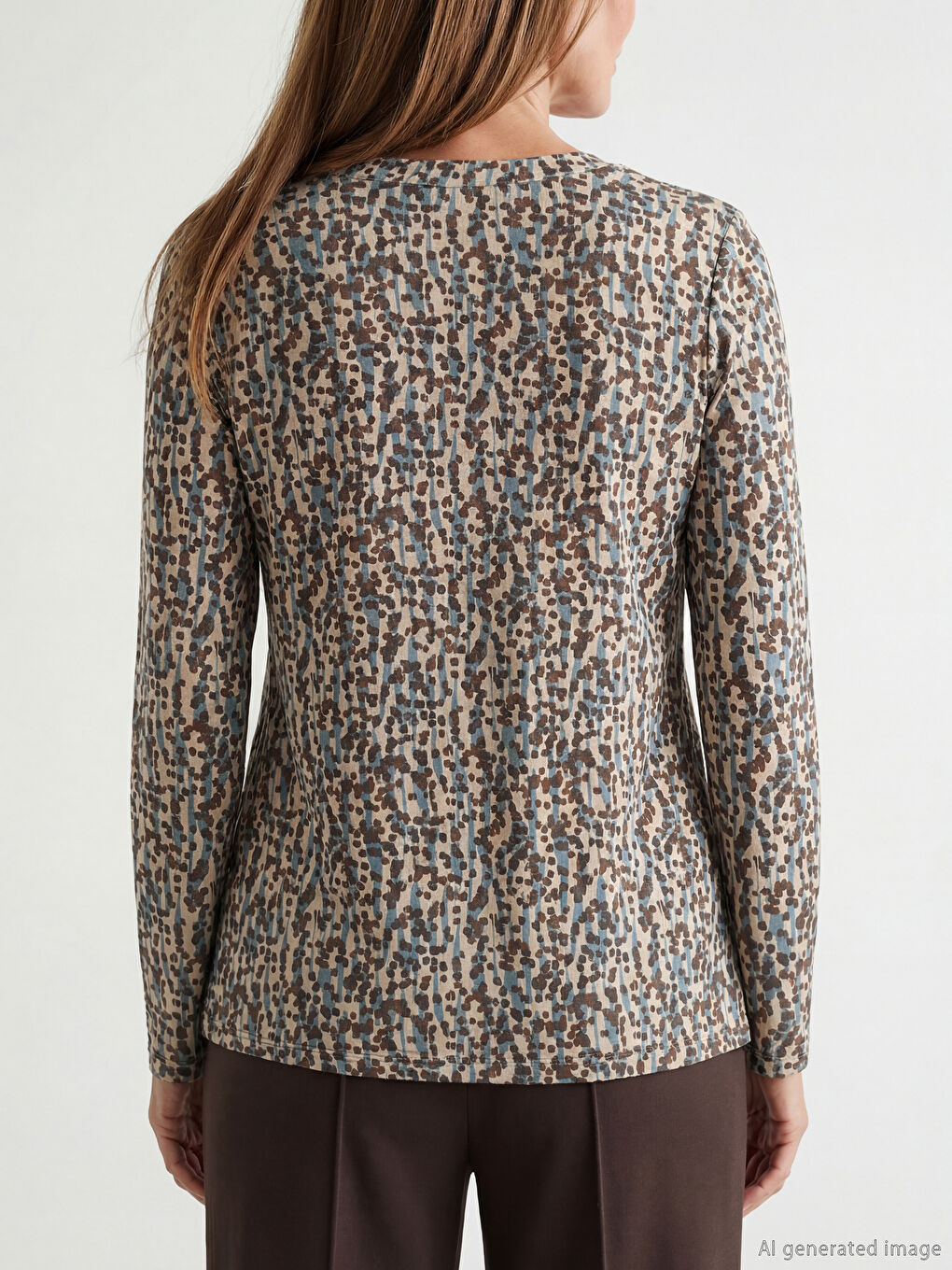Asymmetric Neckline Patterned Blouse-3