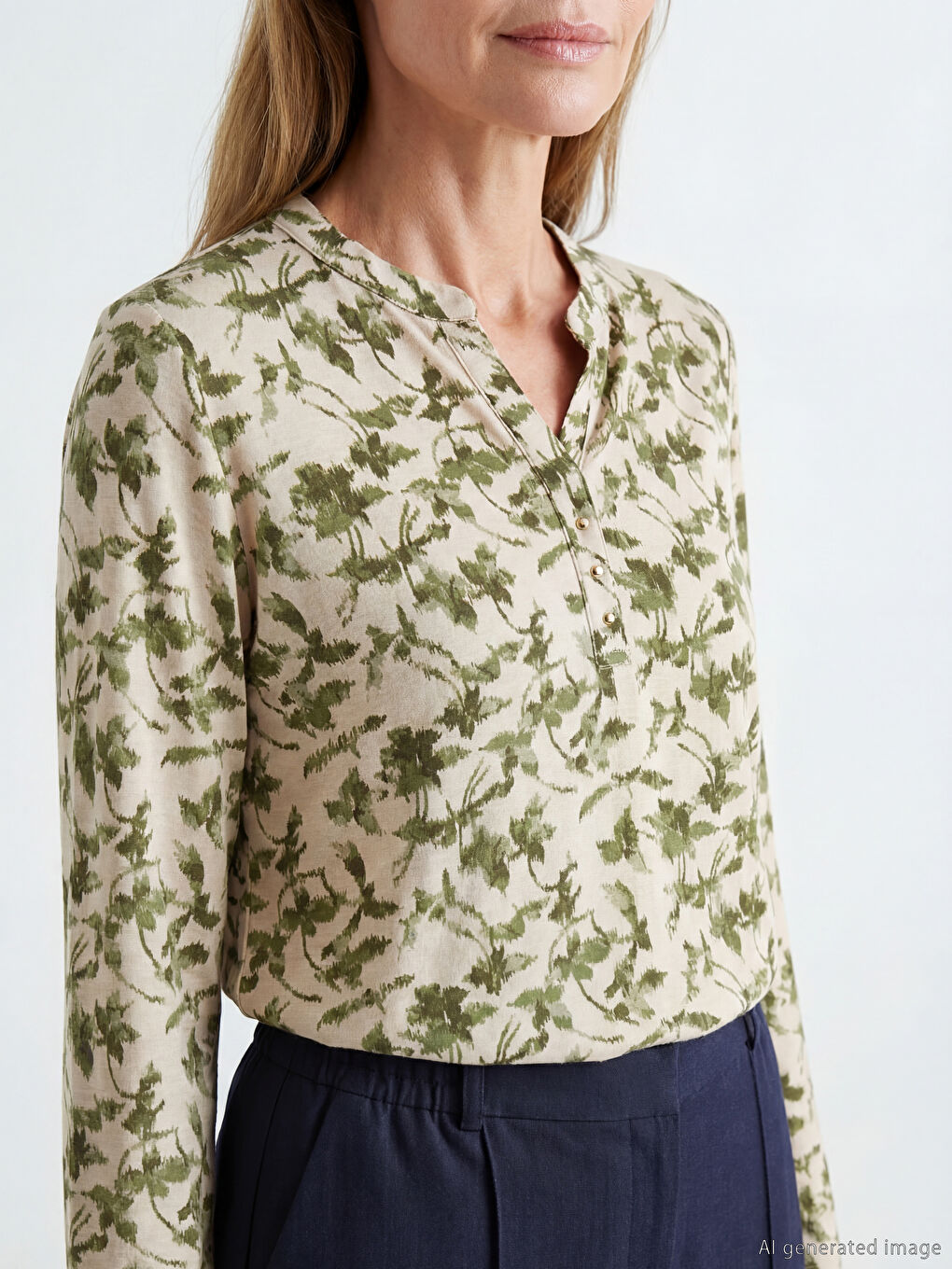 Floral blouse with an asymmetrical neckline.-2