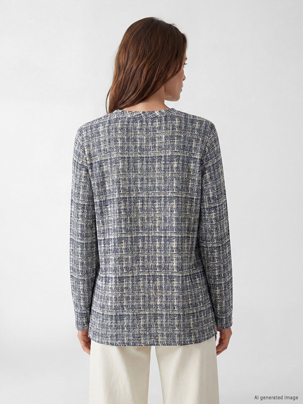 Notch Neck Patterned Blouse-3
