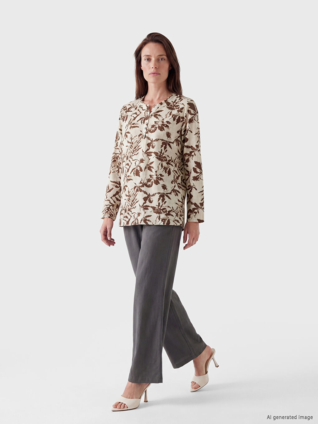 Notch Neck Patterned Blouse-1
