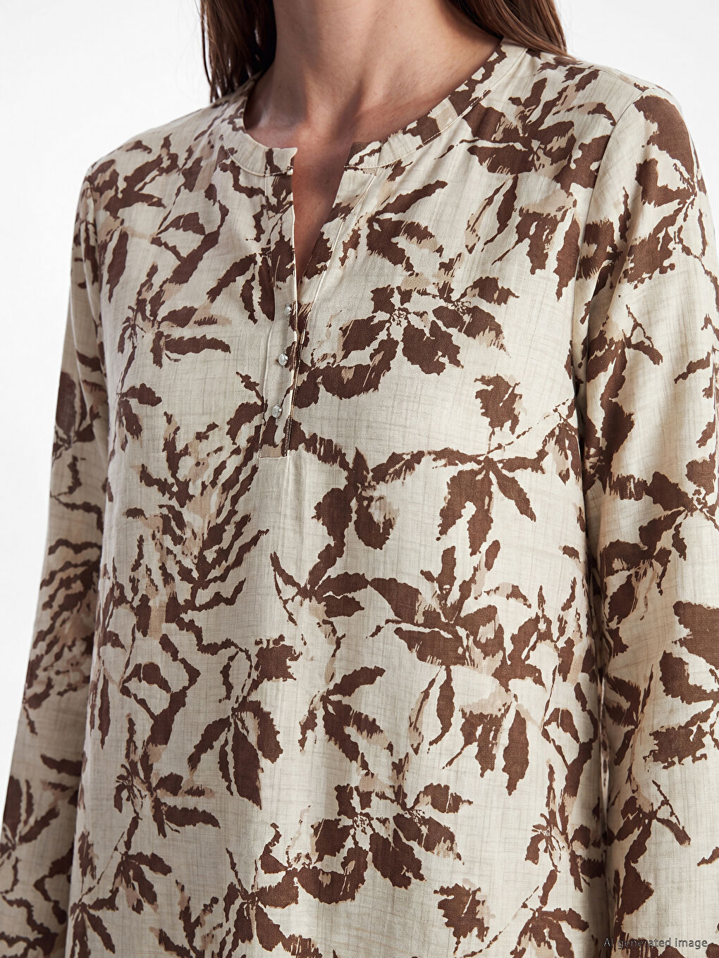 Notch Neck Patterned Blouse-2