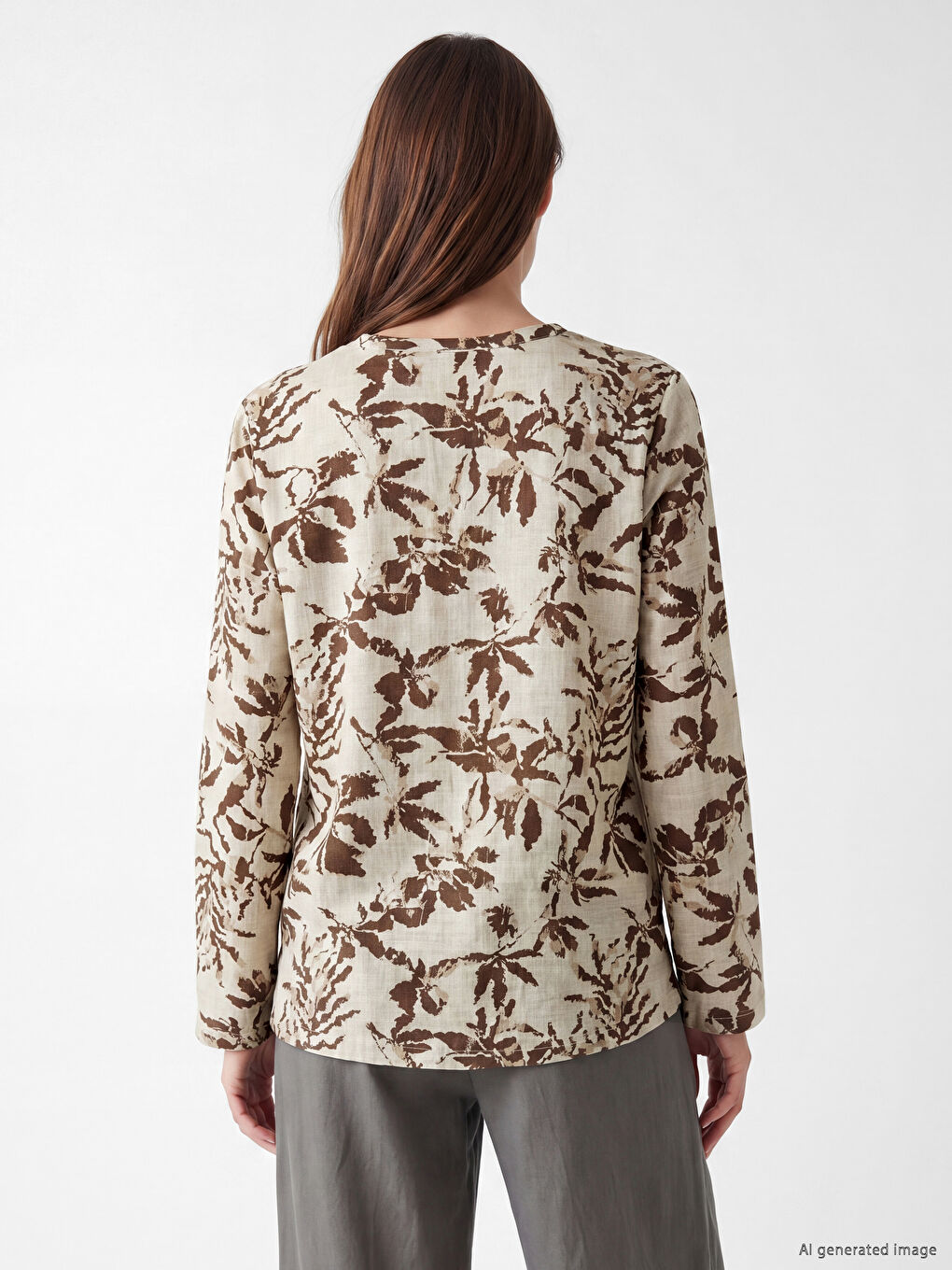 Notch Neck Patterned Blouse-3