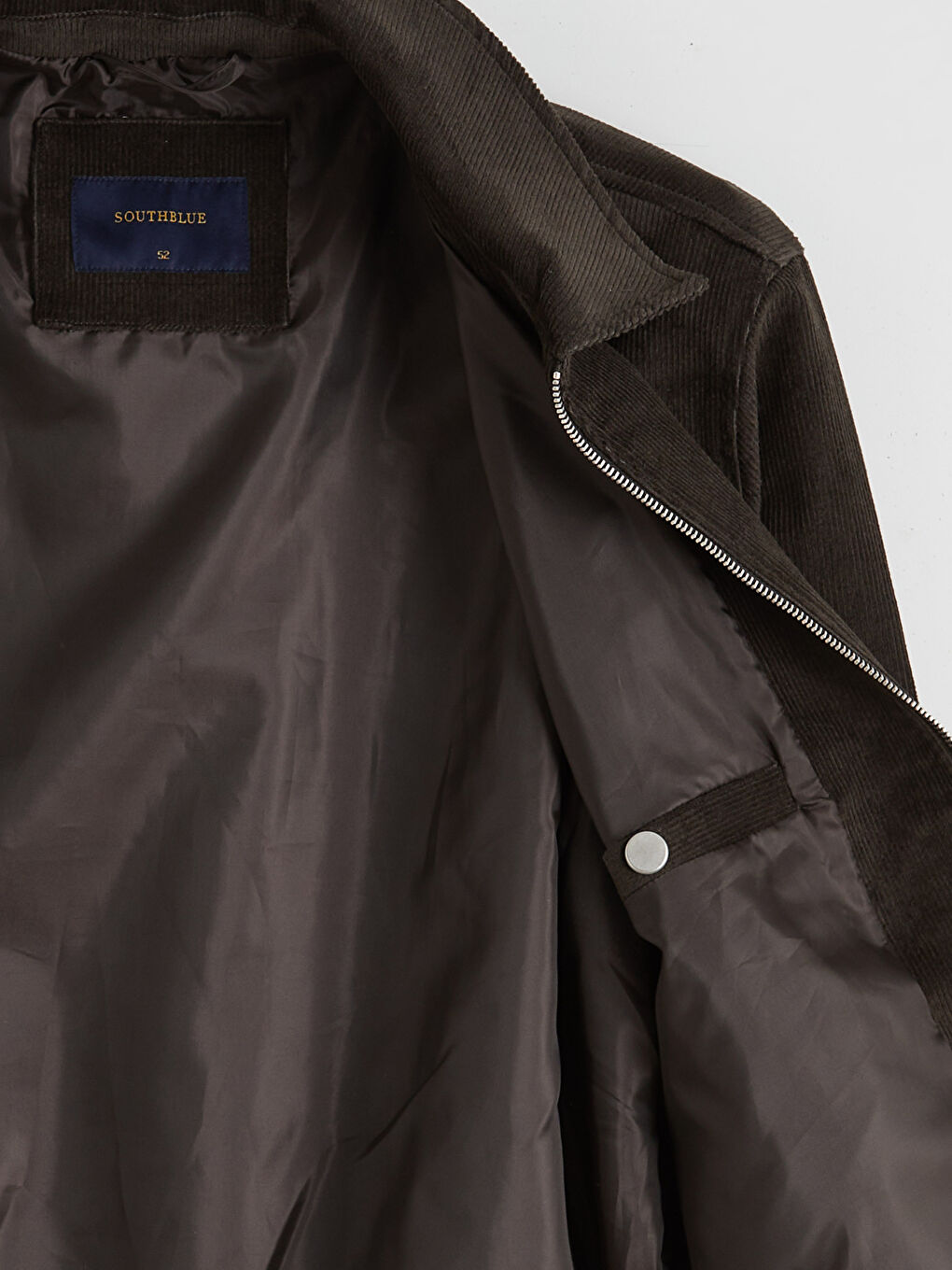 Haki Standart Kalıp Gömlek Yaka Kadife Erkek Mont-6