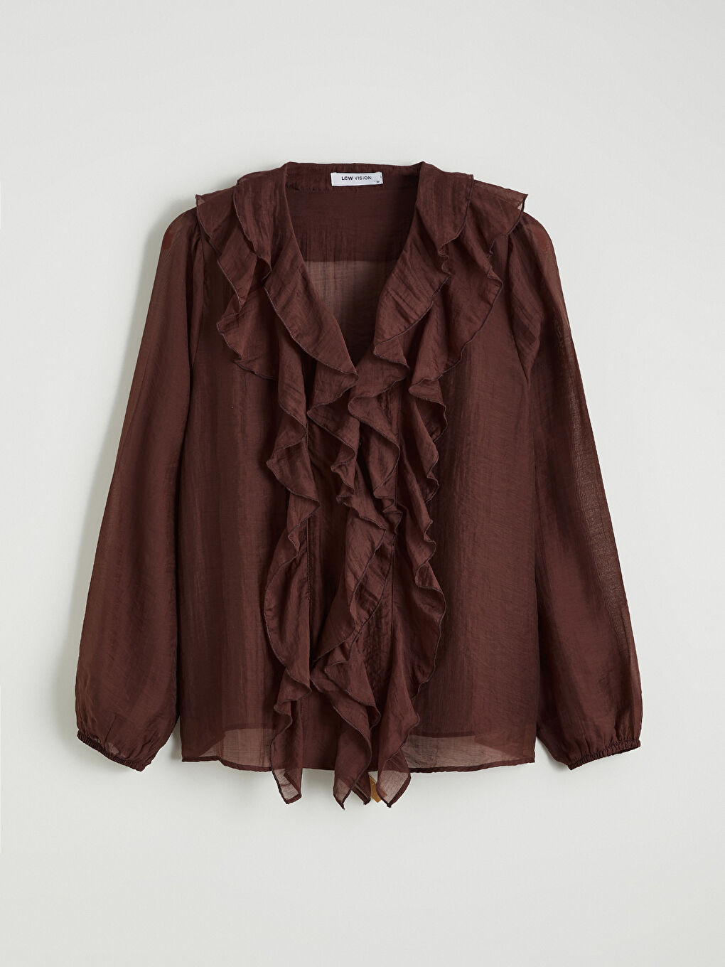 V Neck Frilled Chiffon Blouse-4