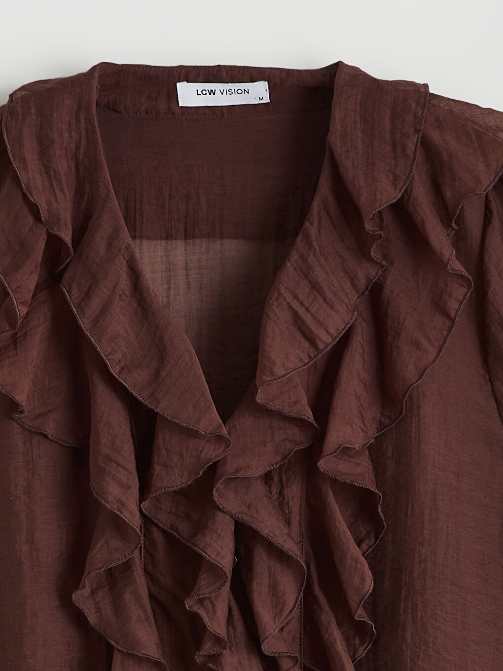 V Neck Frilled Chiffon Blouse-5