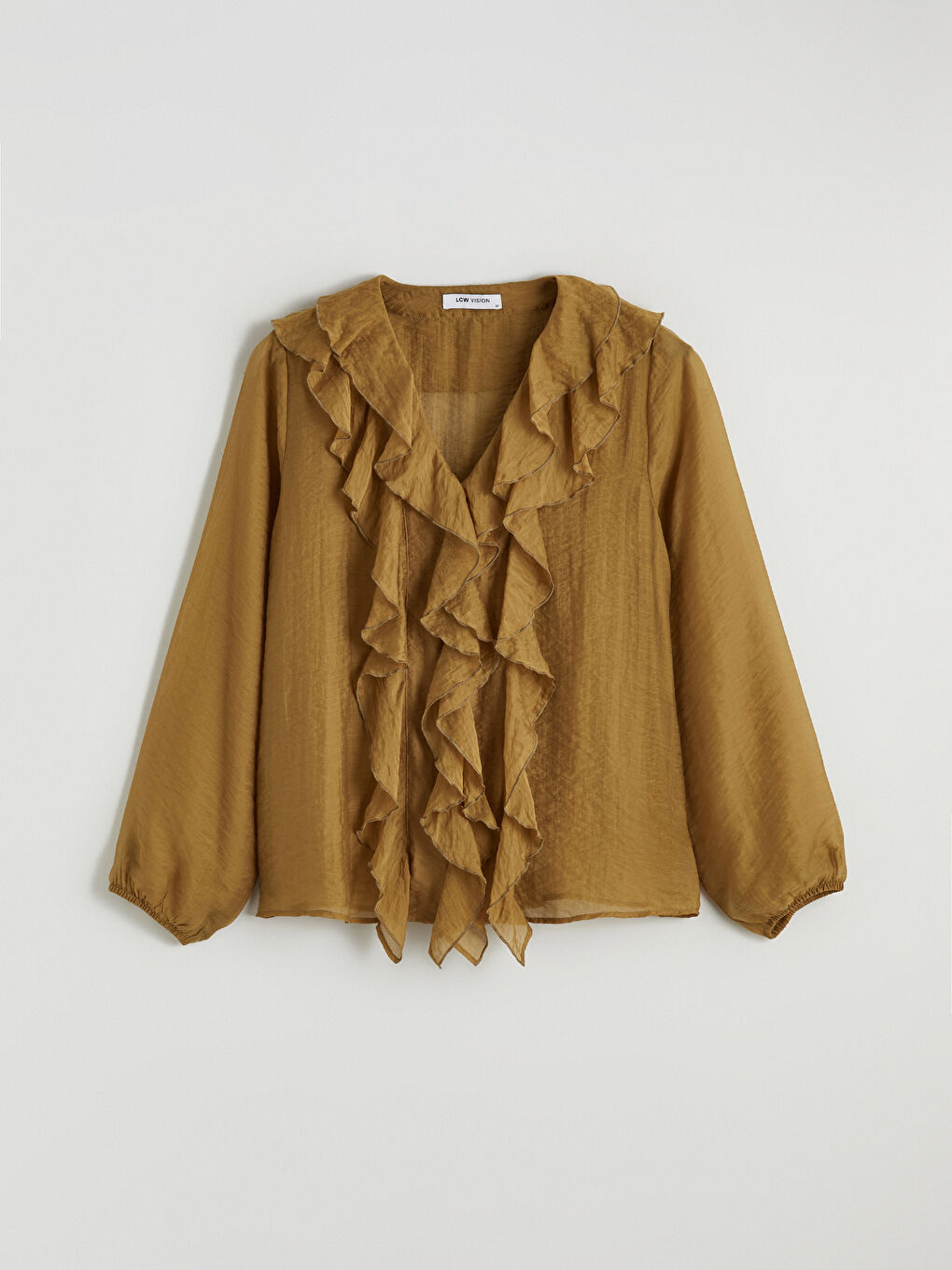 Блузка из шифона с v-образным вырезом и оборками-4