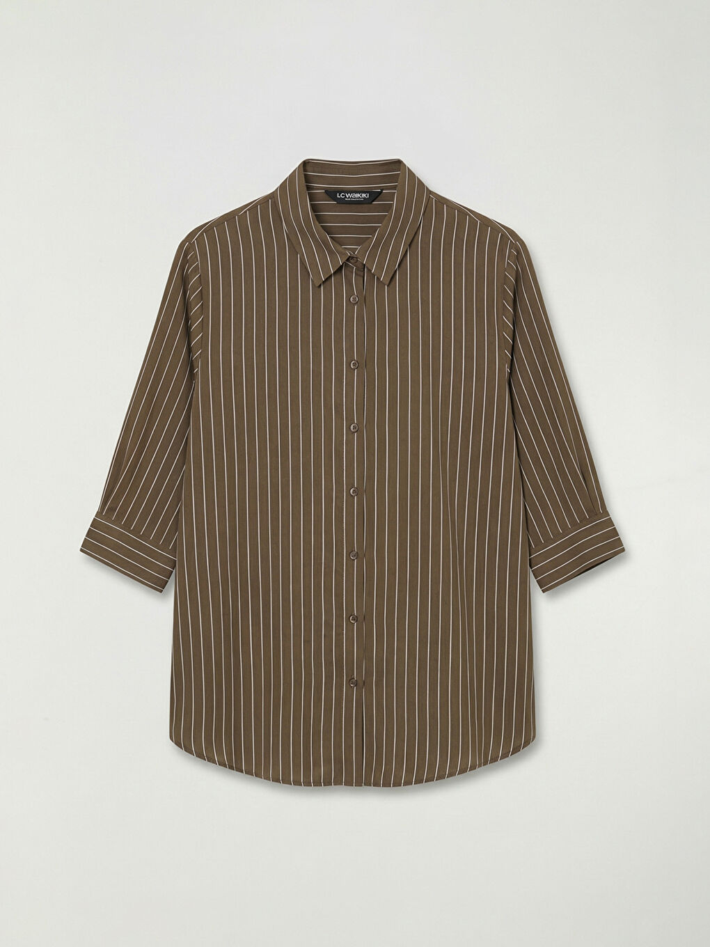 Haki Çizgili Kadın Gömlek