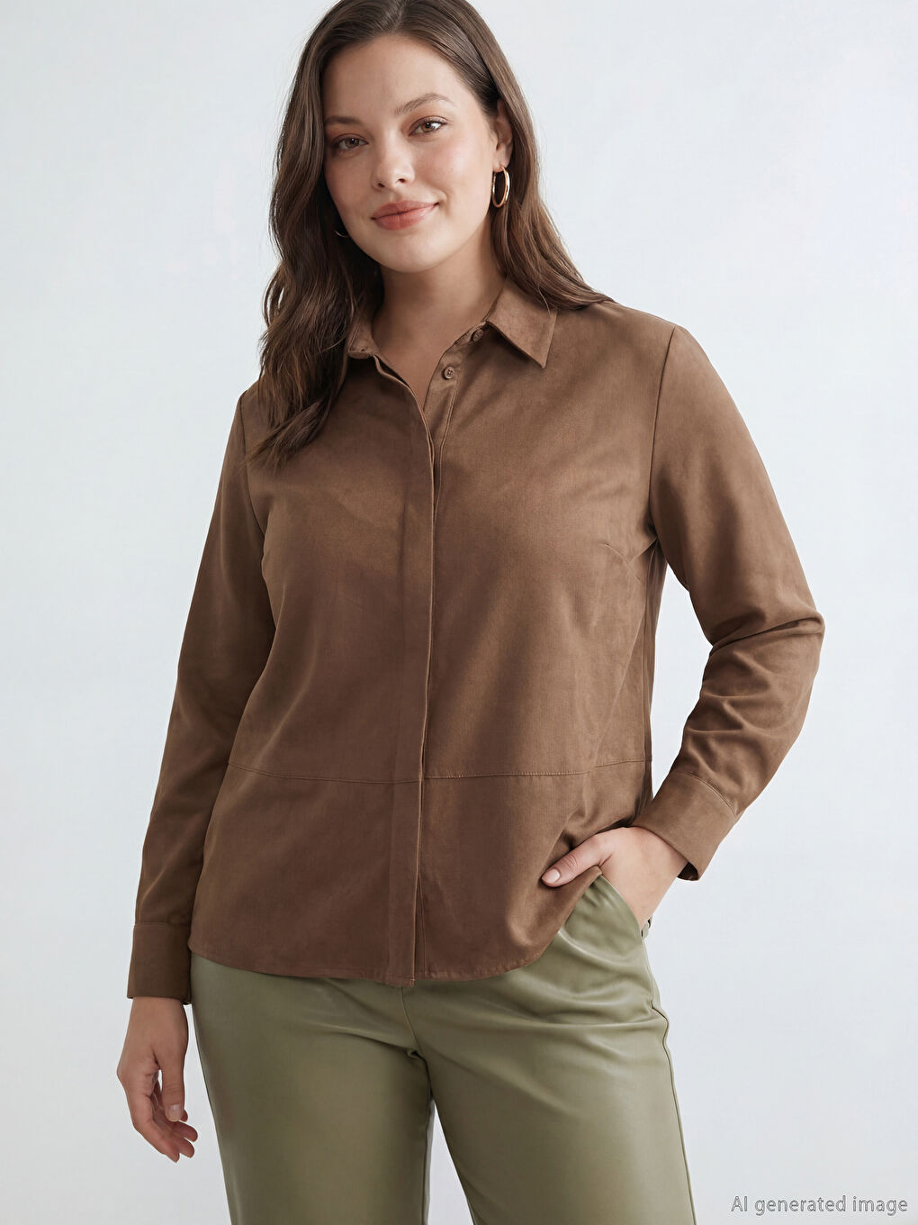 Women's Faux Suede Shirt-1