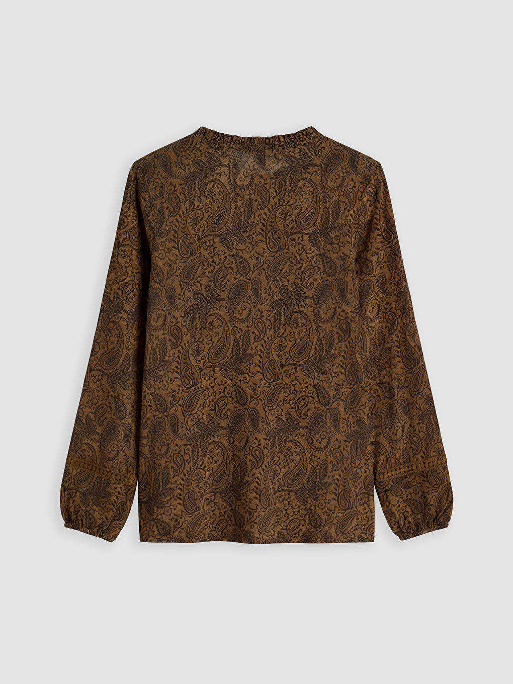 Sarı Fırfırlı Bisiklet Yaka Desenli Bluz-1