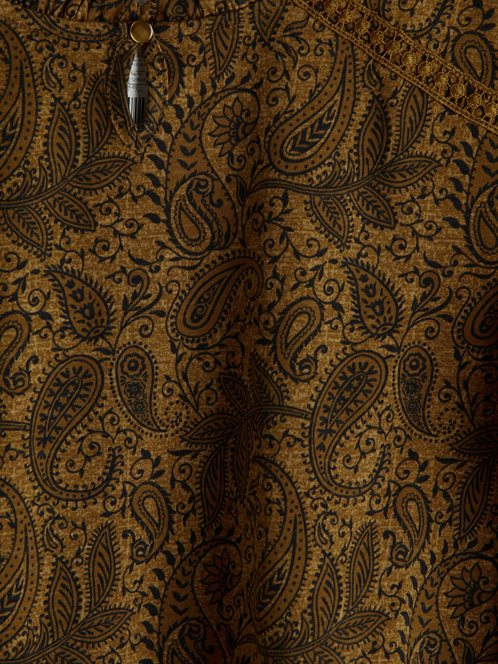 Sarı Fırfırlı Bisiklet Yaka Desenli Bluz-2