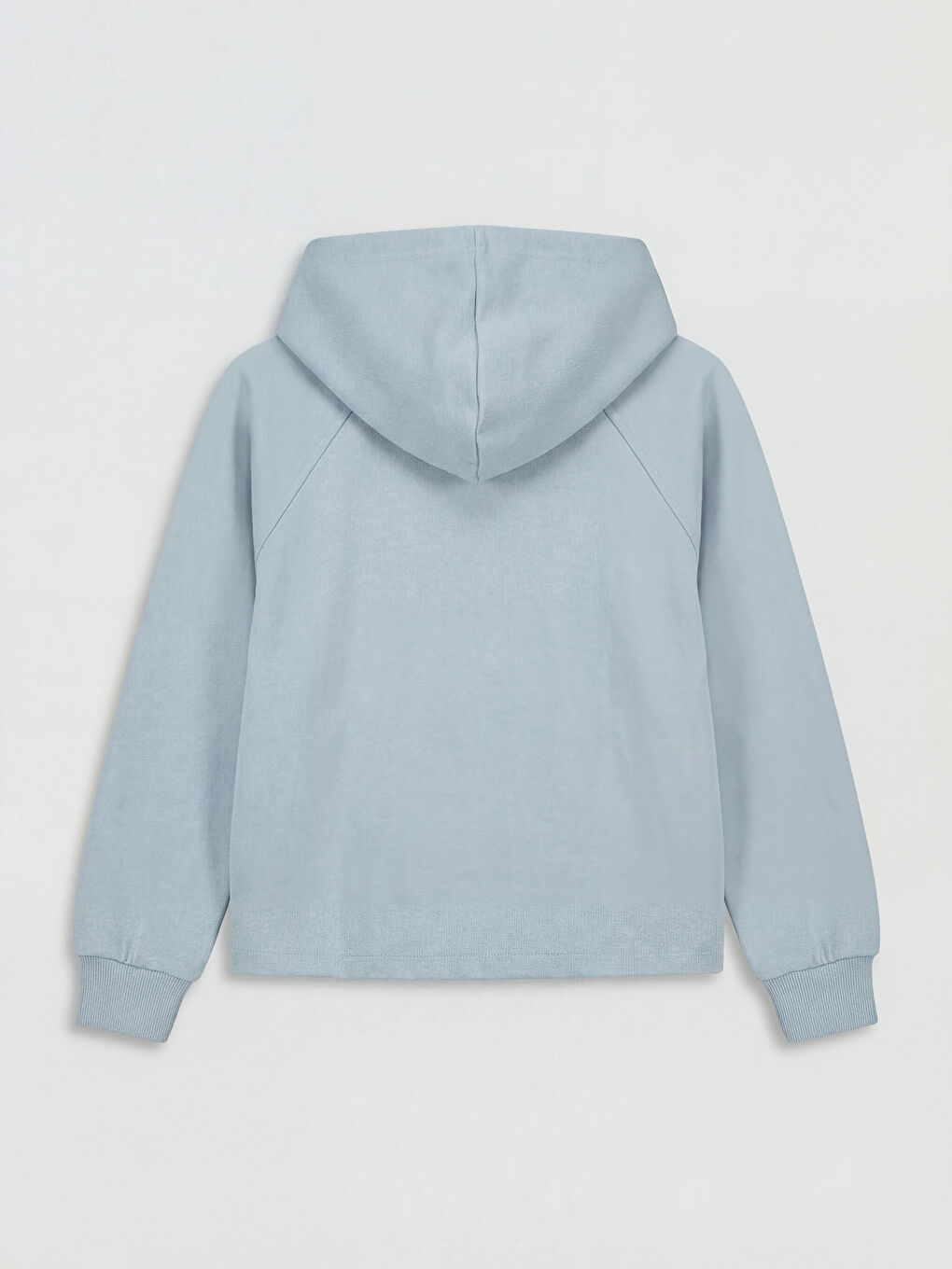 Mavi Kapüşonlu Kız Çocuk Soft Touch Fermuarlı Sweatshirt-1