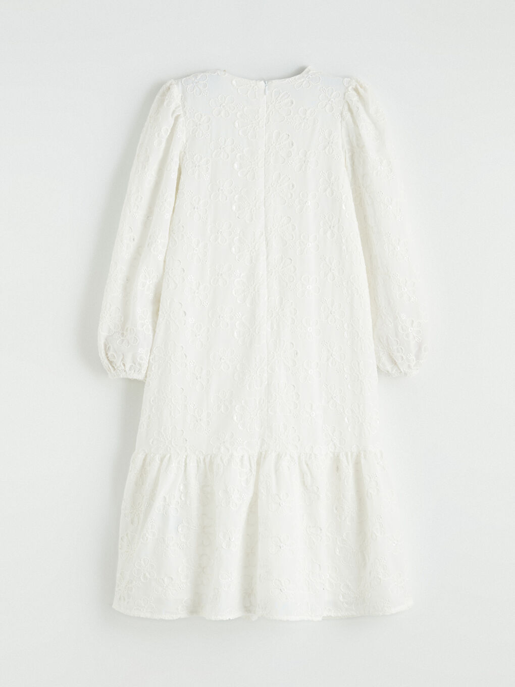 Ekru Bisiklet Yaka Fisto Detaylı Kız Çocuk Elbise-2