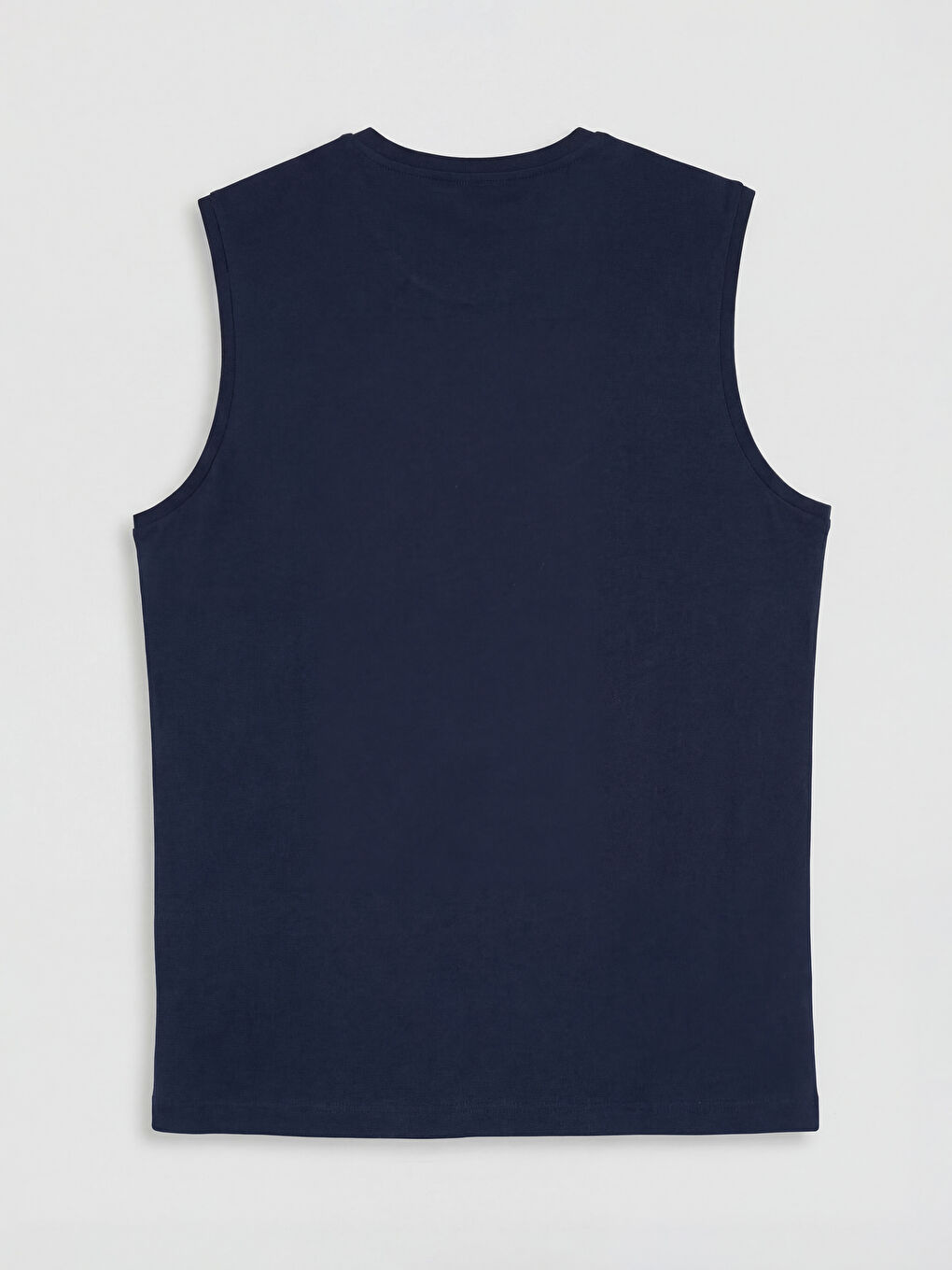 Lacivert V Yaka Baskılı Penye Erkek Kolsuz Tişört-1