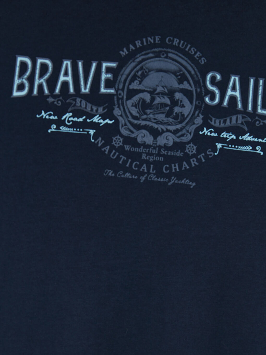 Lacivert V Yaka Baskılı Penye Erkek Kolsuz Tişört-2