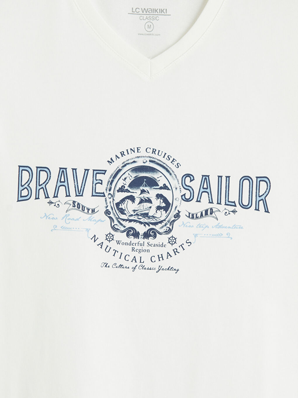 Ekru V Yaka Baskılı Penye Erkek Kolsuz Tişört-1