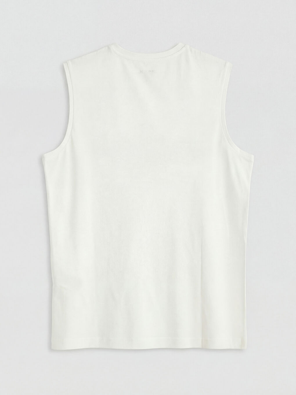 Ekru V Yaka Baskılı Penye Erkek Kolsuz Tişört-2