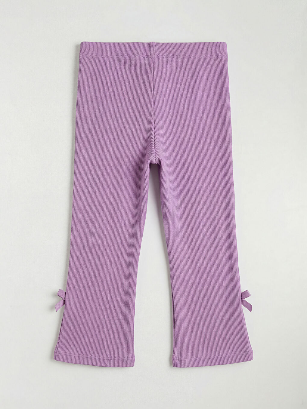 Lila Paçası Fiyonklu Yan Şeritli Kız Çocuk Tayt-1