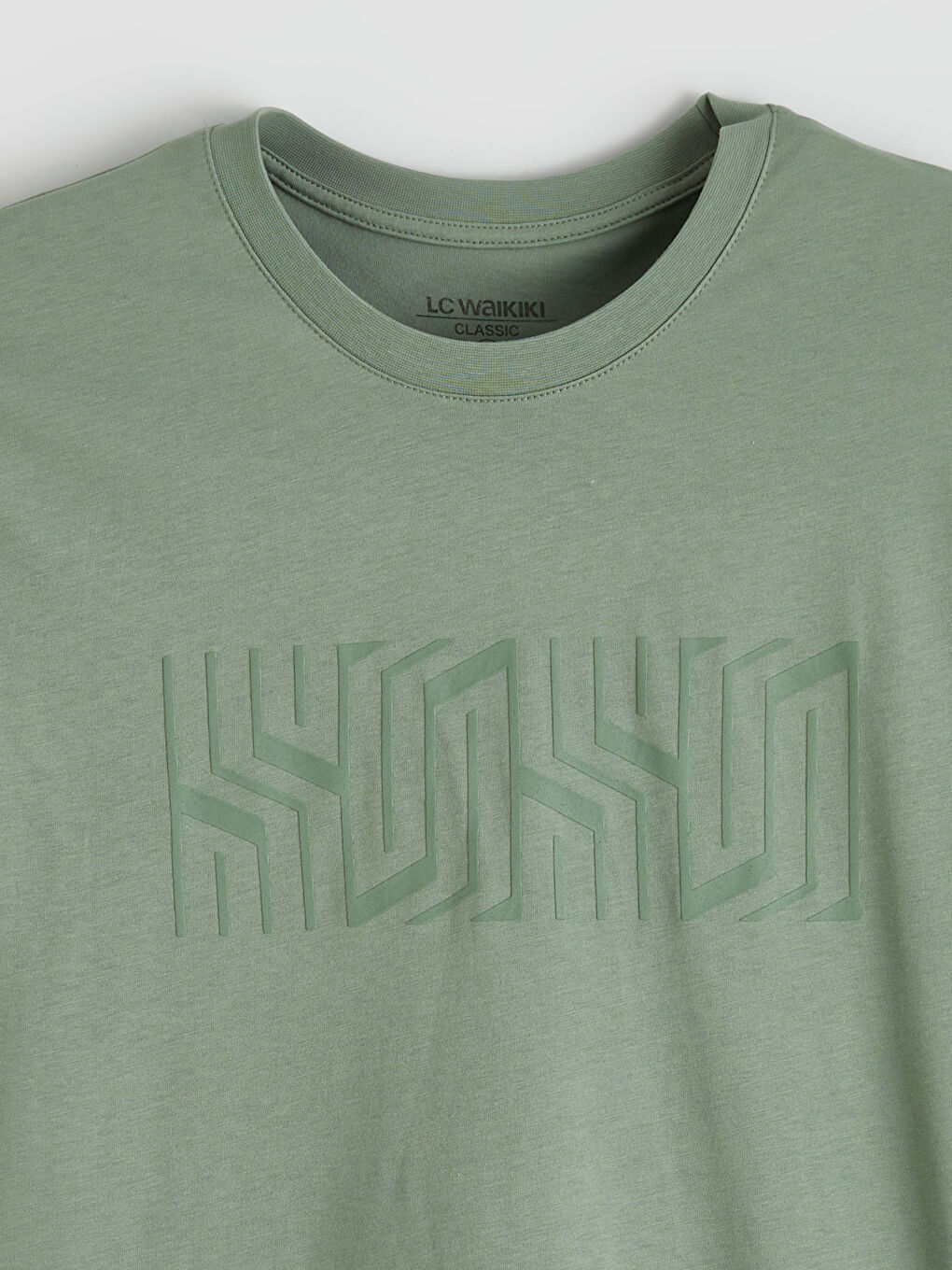 Yeşil Bisiklet Yaka Baskılı Penye Erkek Tişört		
-1