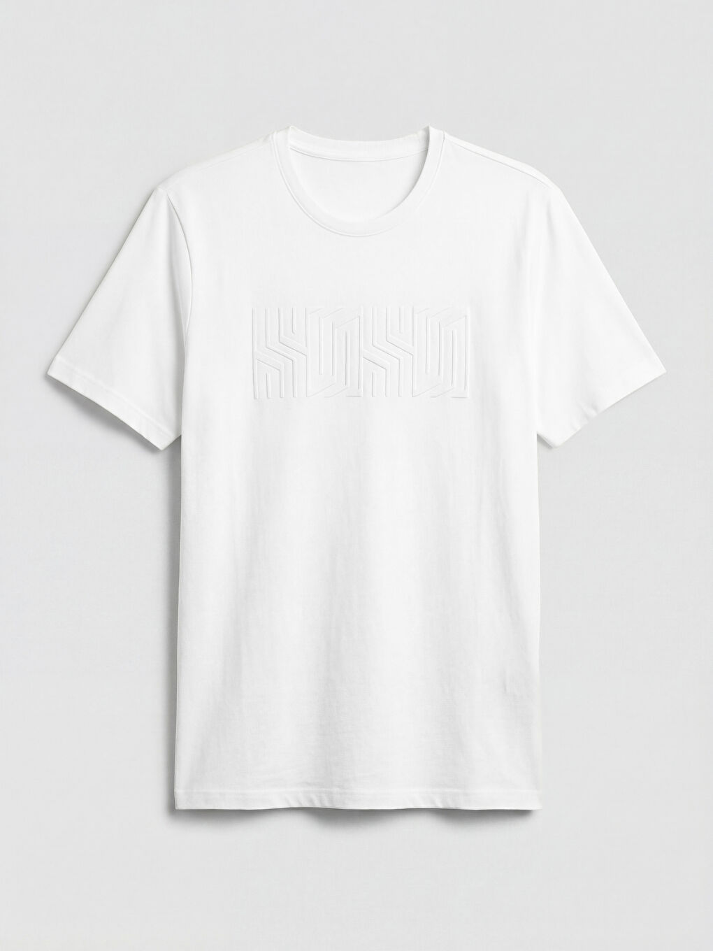 Ekru Bisiklet Yaka Baskılı Erkek Penye Tişört-4