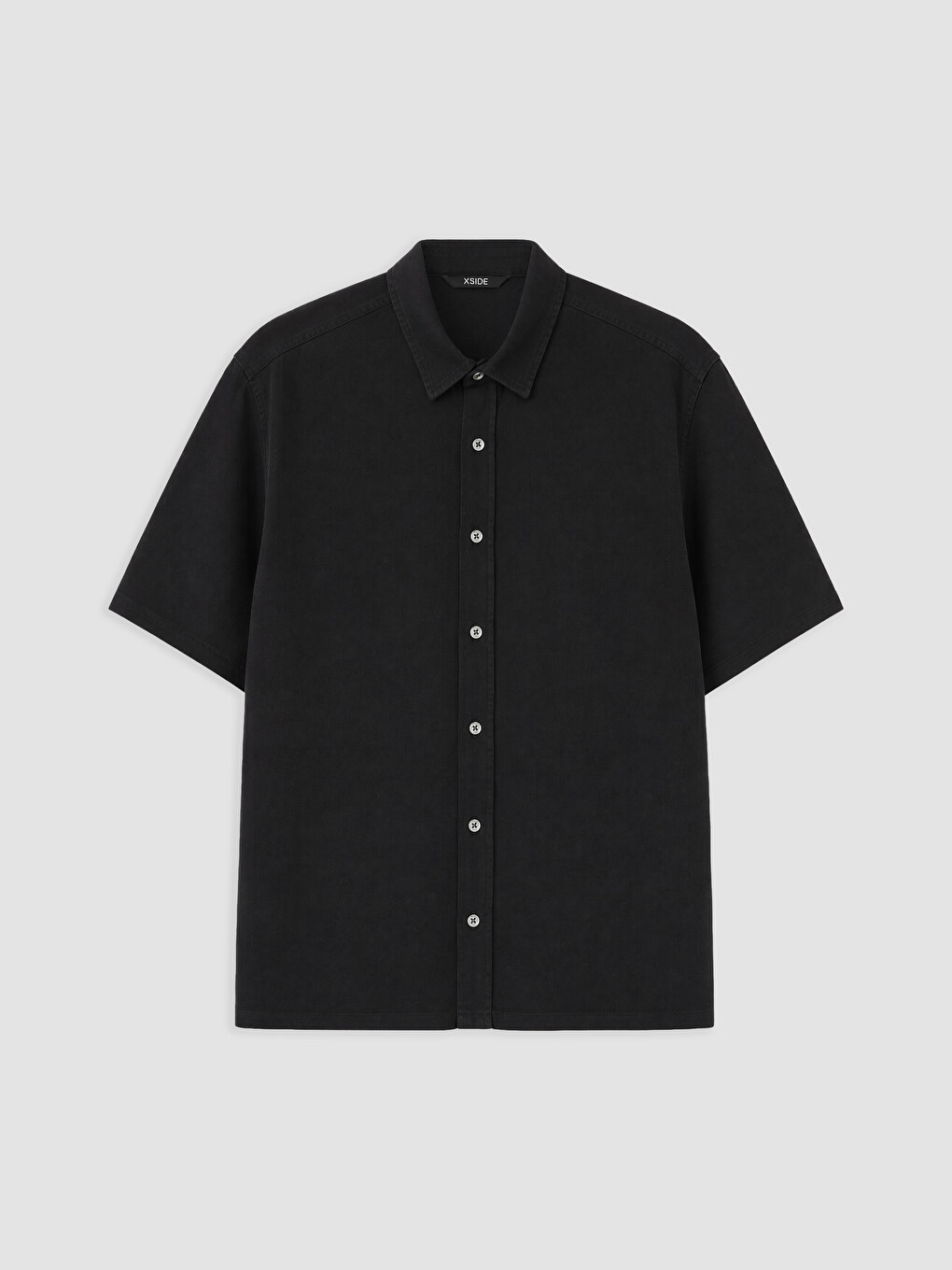 Siyah Relax Fit Gabardin Erkek Gömlek-2