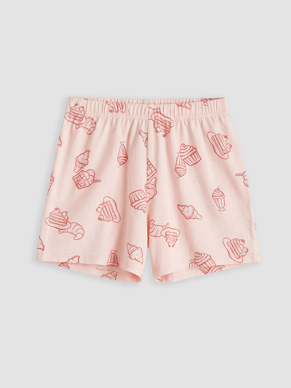 Pembe Bisiklet Yaka Kız Çocuk Şortlu Pijama Takımı-2