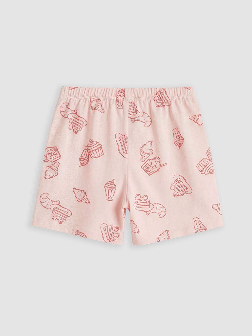 Pembe Bisiklet Yaka Kız Çocuk Şortlu Pijama Takımı-4