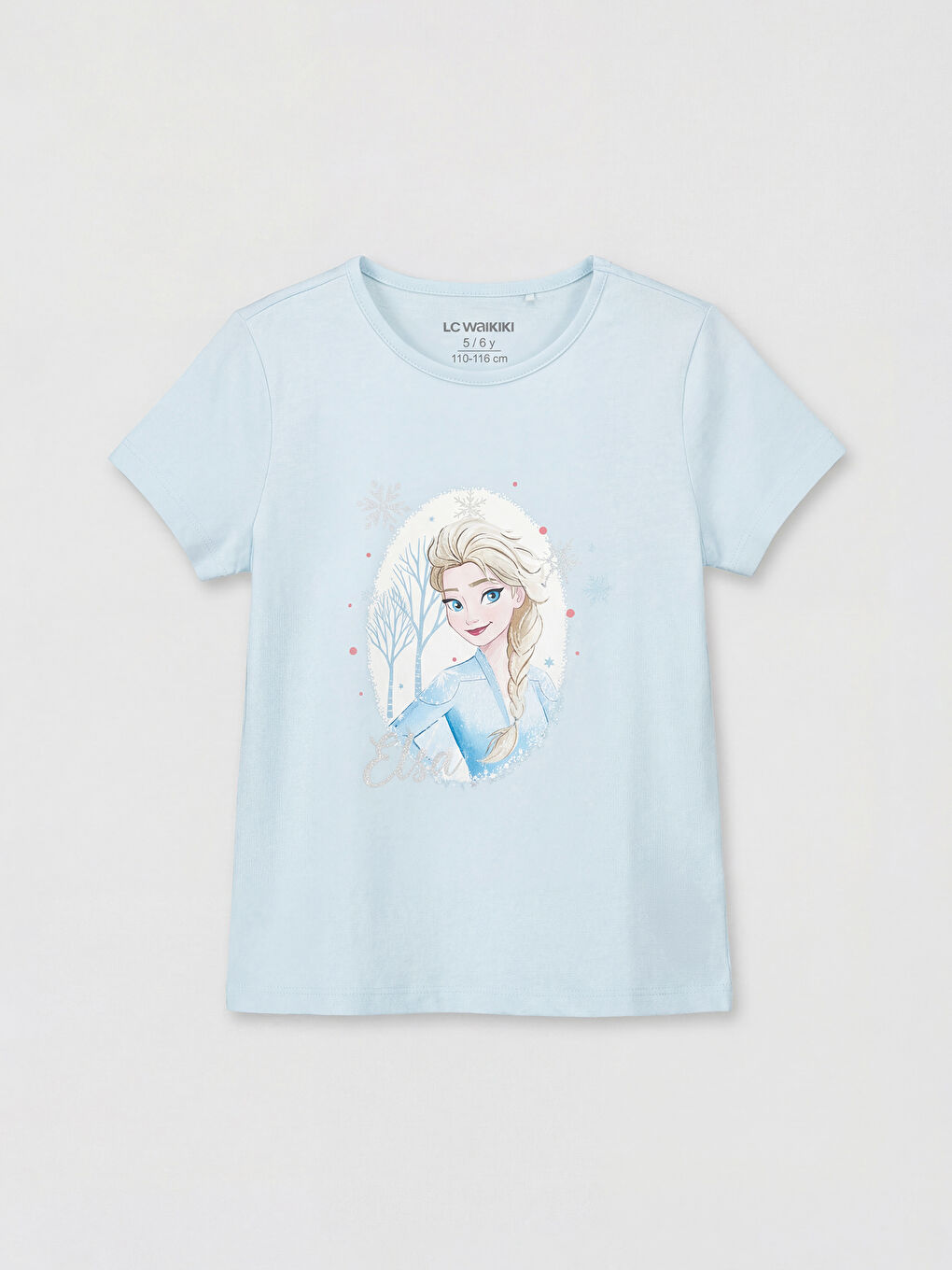 Mavi Kız Çocuk Elsa Baskılı Kaprili Pijama Takımı-1