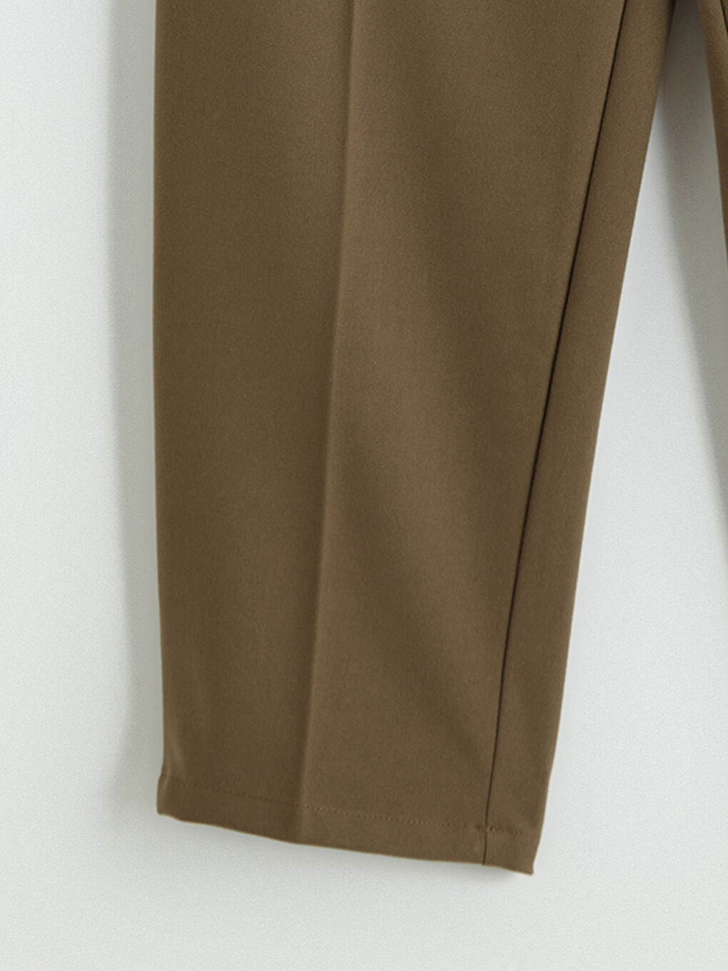 Kahverengi Beli Lastikli Kadın Pileli Pantolon-5