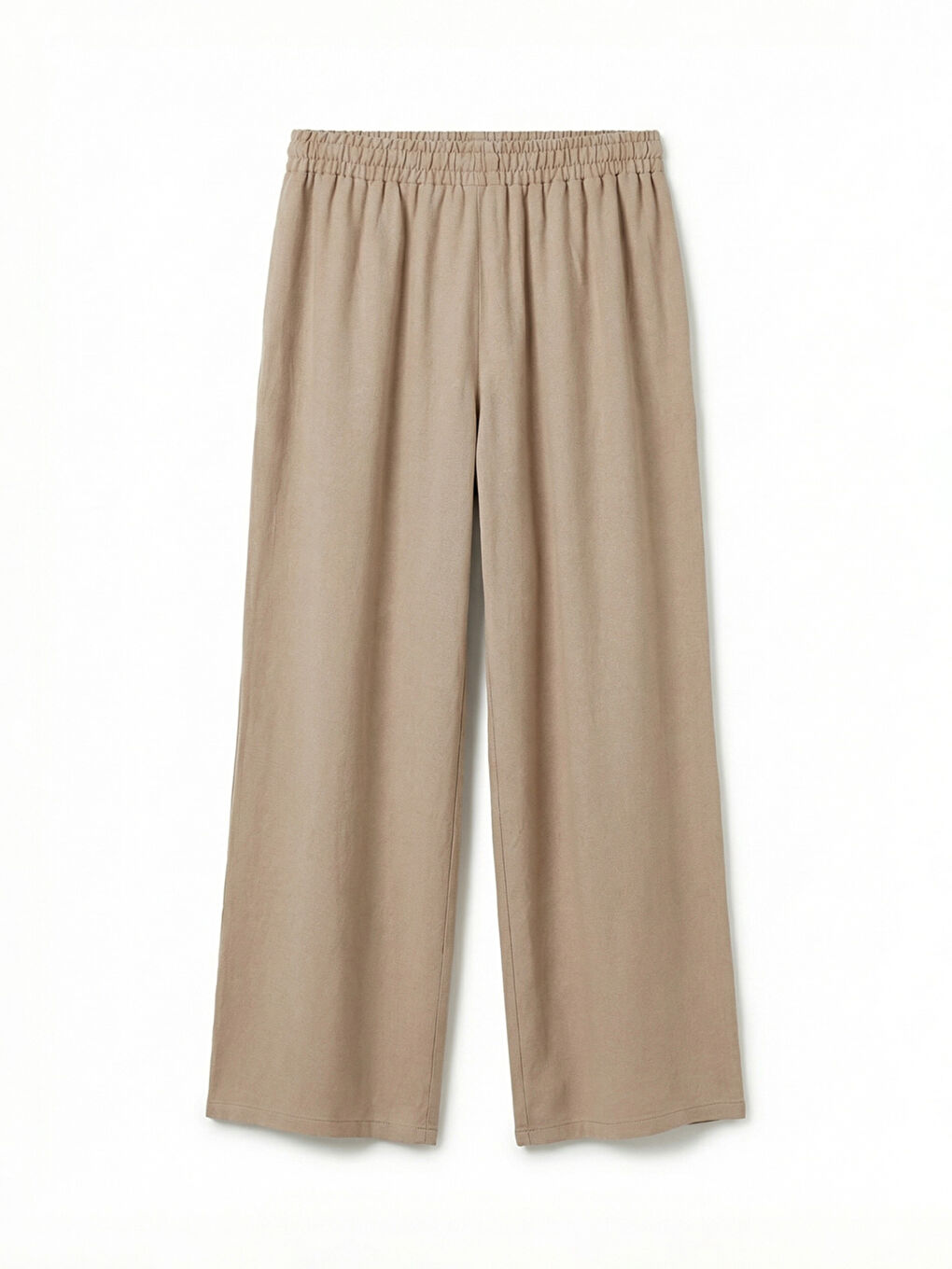 Kahverengi Beli Lastikli Geniş Paça Kadın Pantolon-1