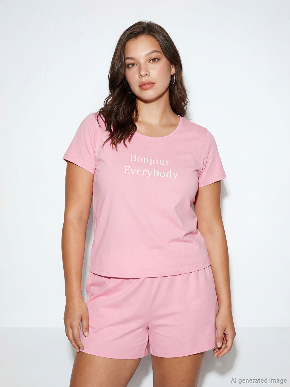 Woman PINK Shortie Pyjama Set-1