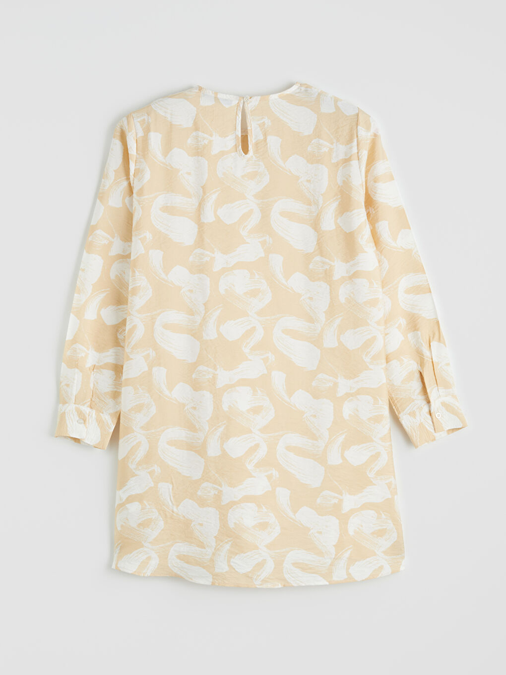 Bej Bisiklet Yaka Desenli Kadın Tunik-5