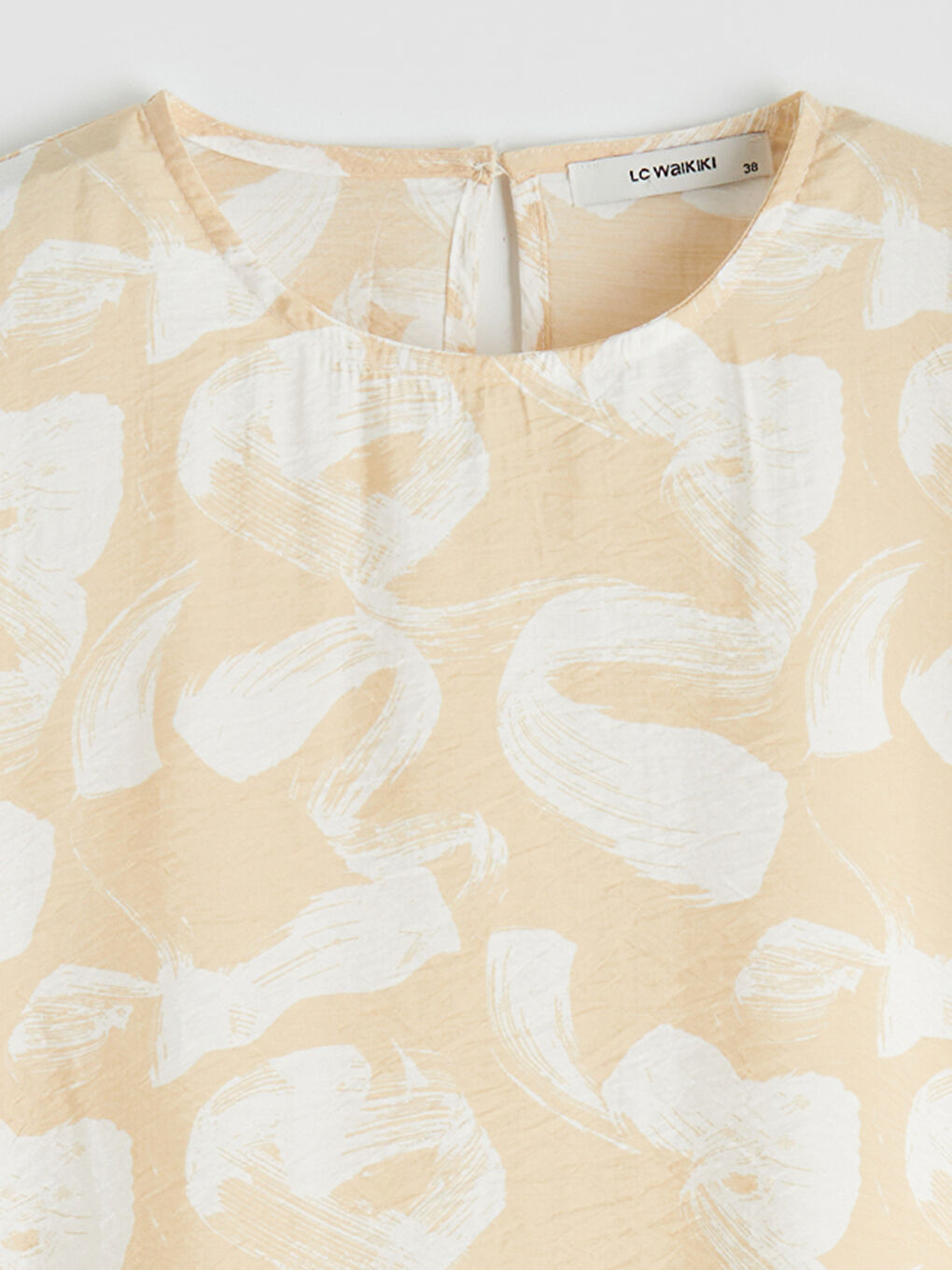 Bej Bisiklet Yaka Desenli Kadın Tunik-6