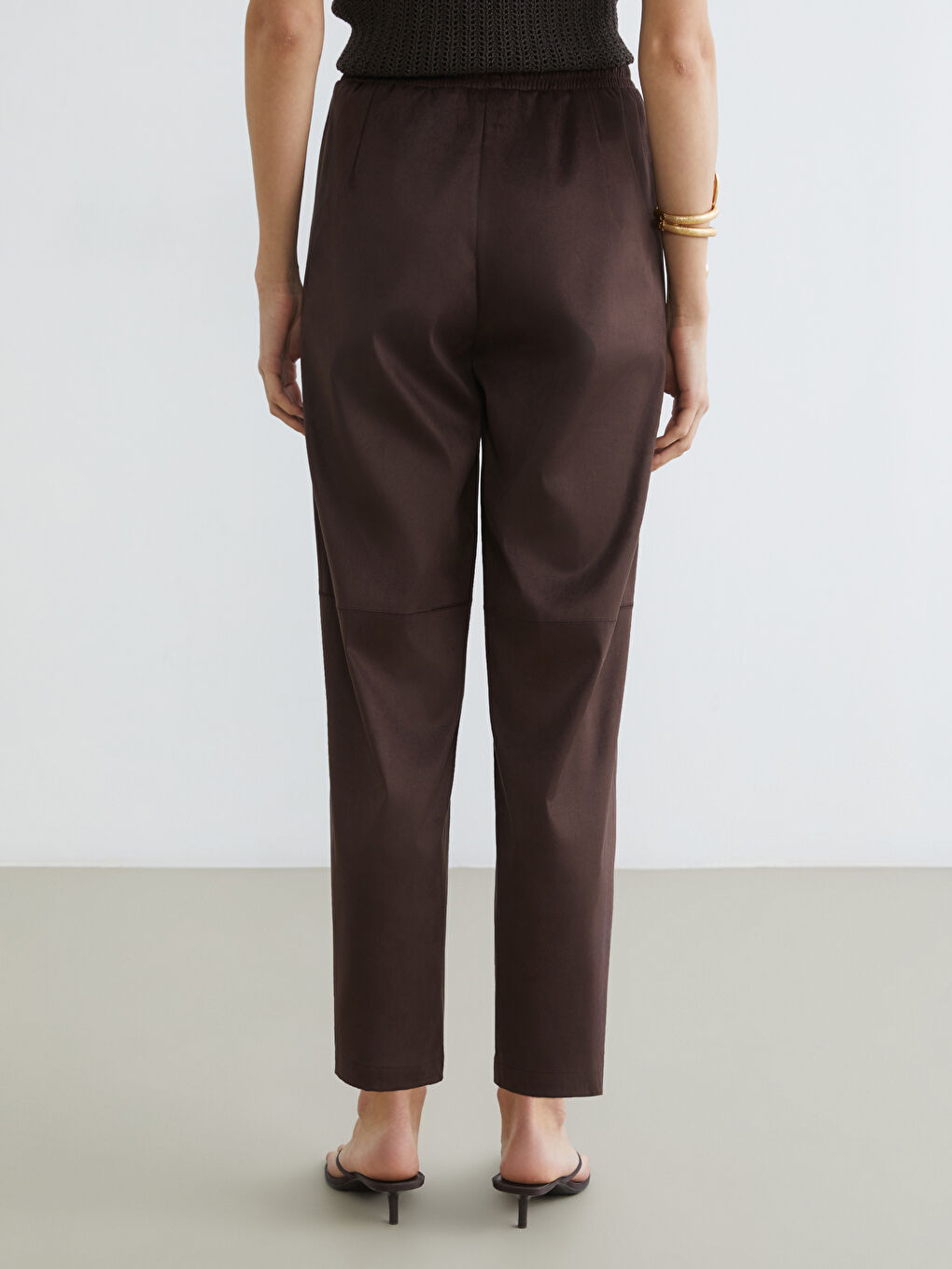 Панталони за жени от изкуствен велур с карот фит-3