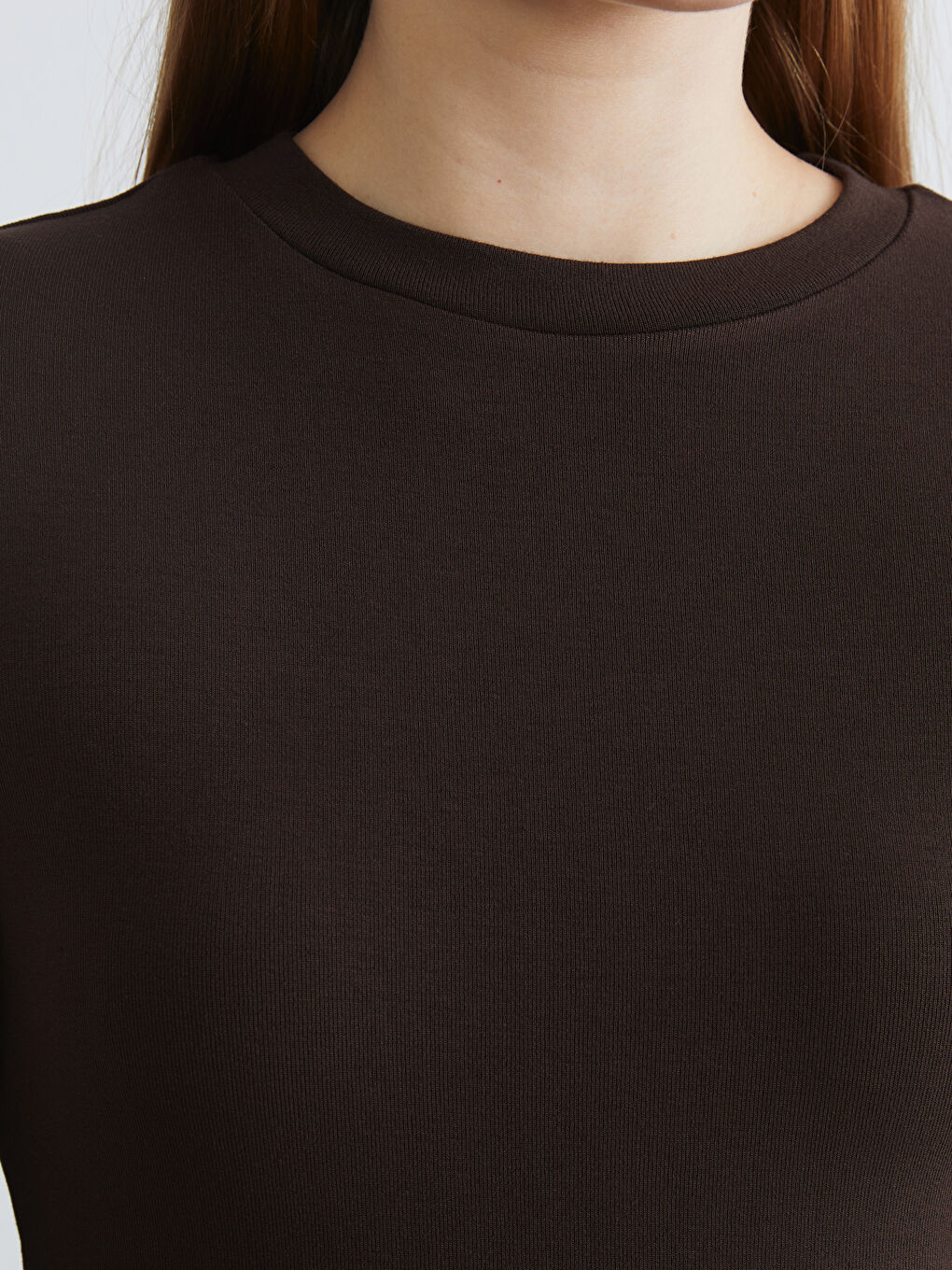 Kahverengi Bisiklet Yaka Kadın Body-2